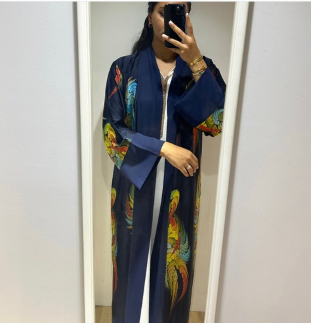 Wings abaya navy blue