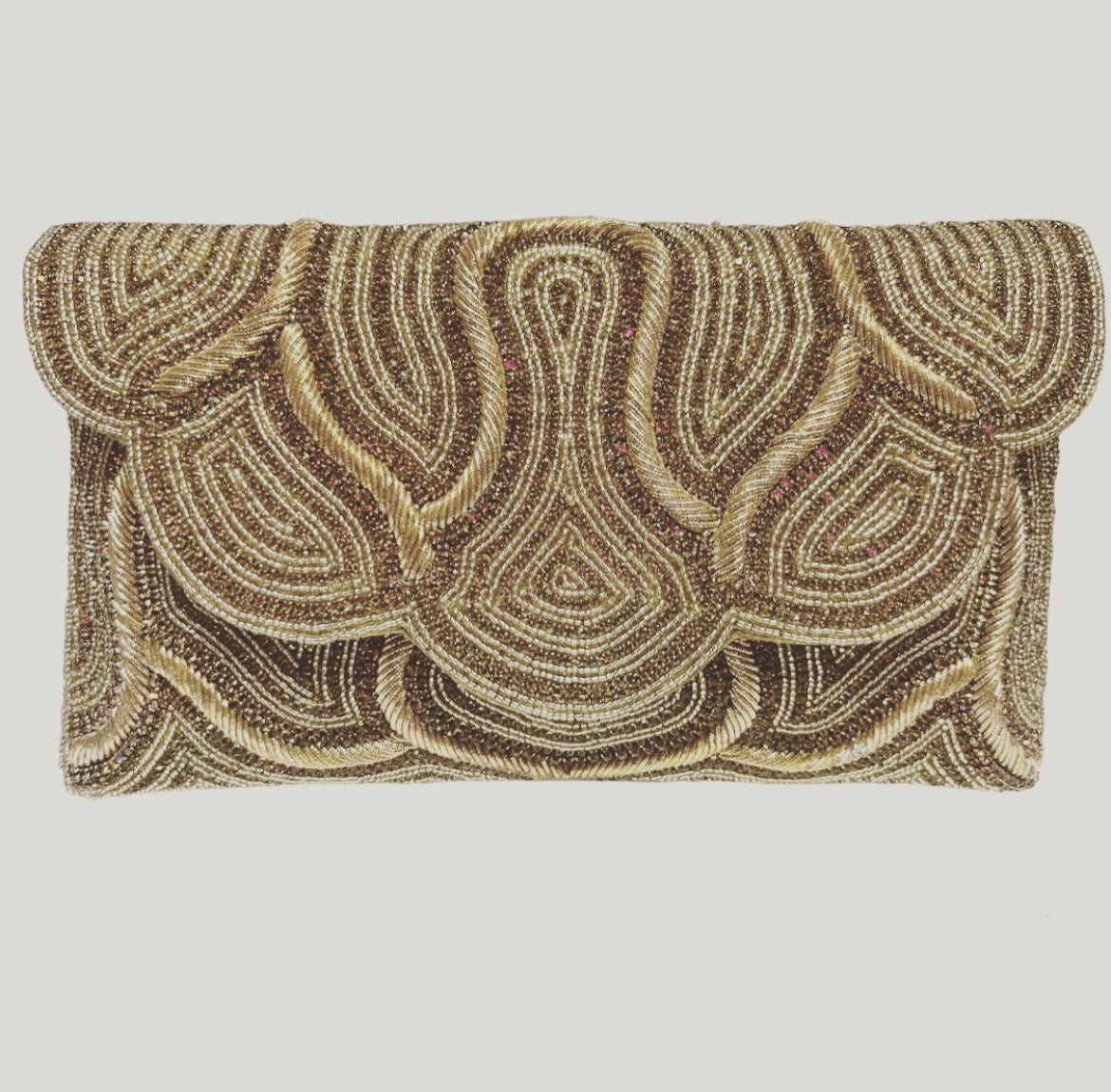 Gold plaid beaded party clutch