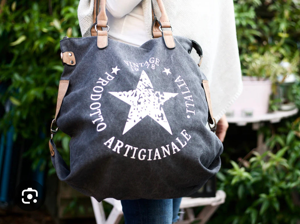 Vintage star canvas bag