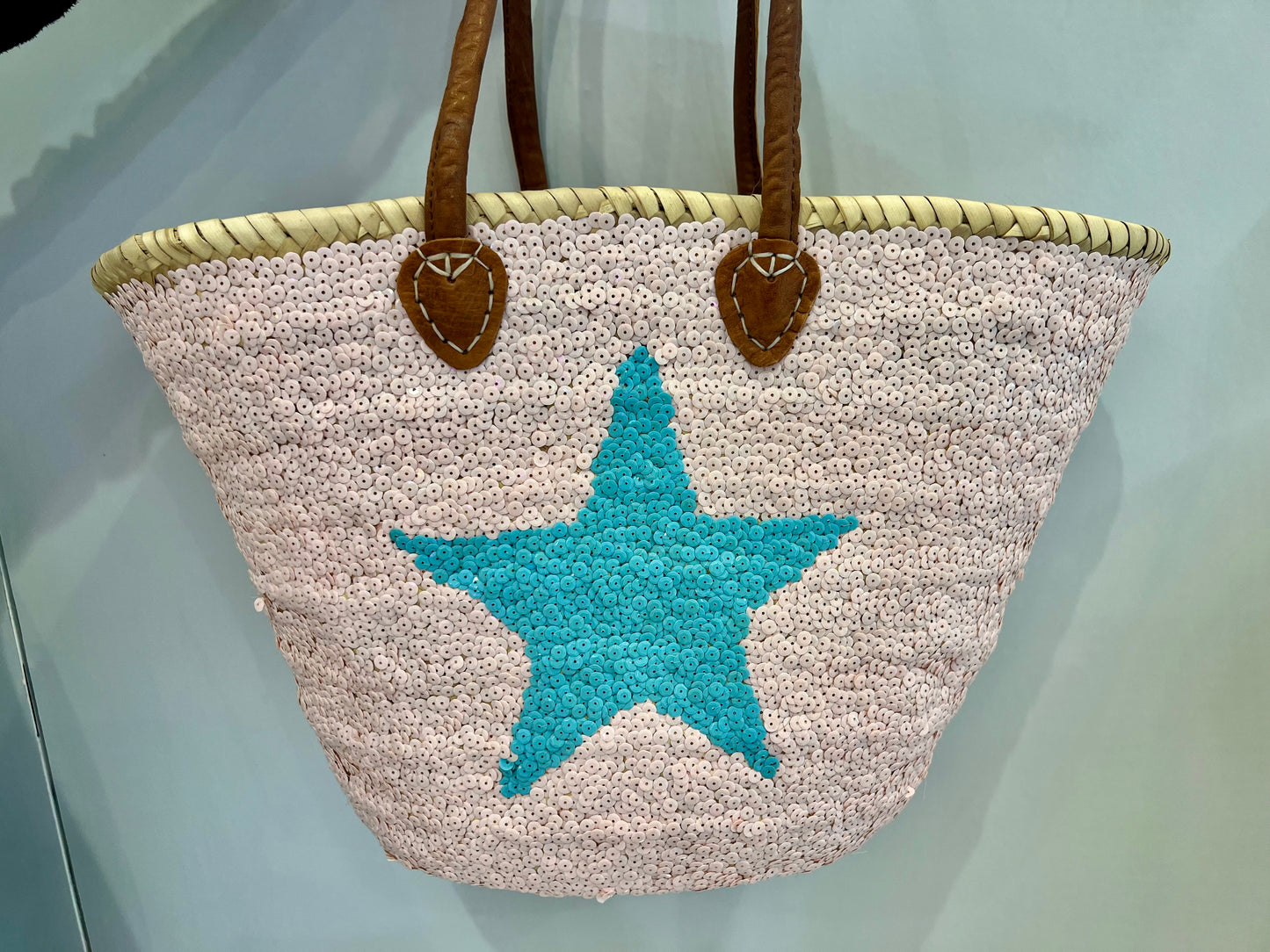 Pink tote with blue star