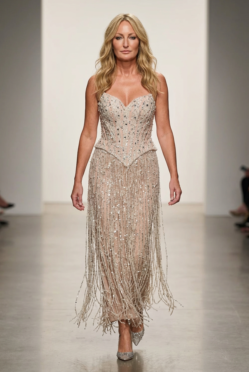 Swarovski tassels beige