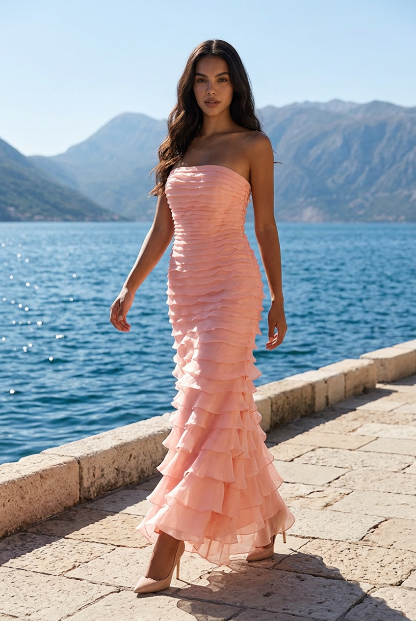 Coral layer dress