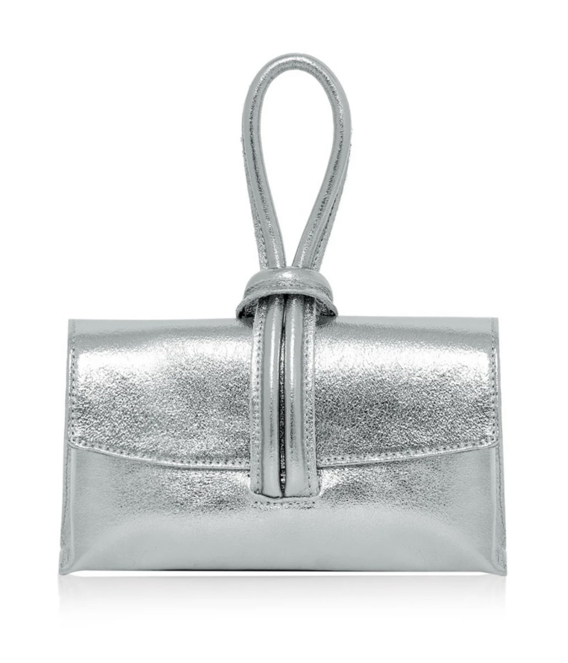 Silver leather clutch