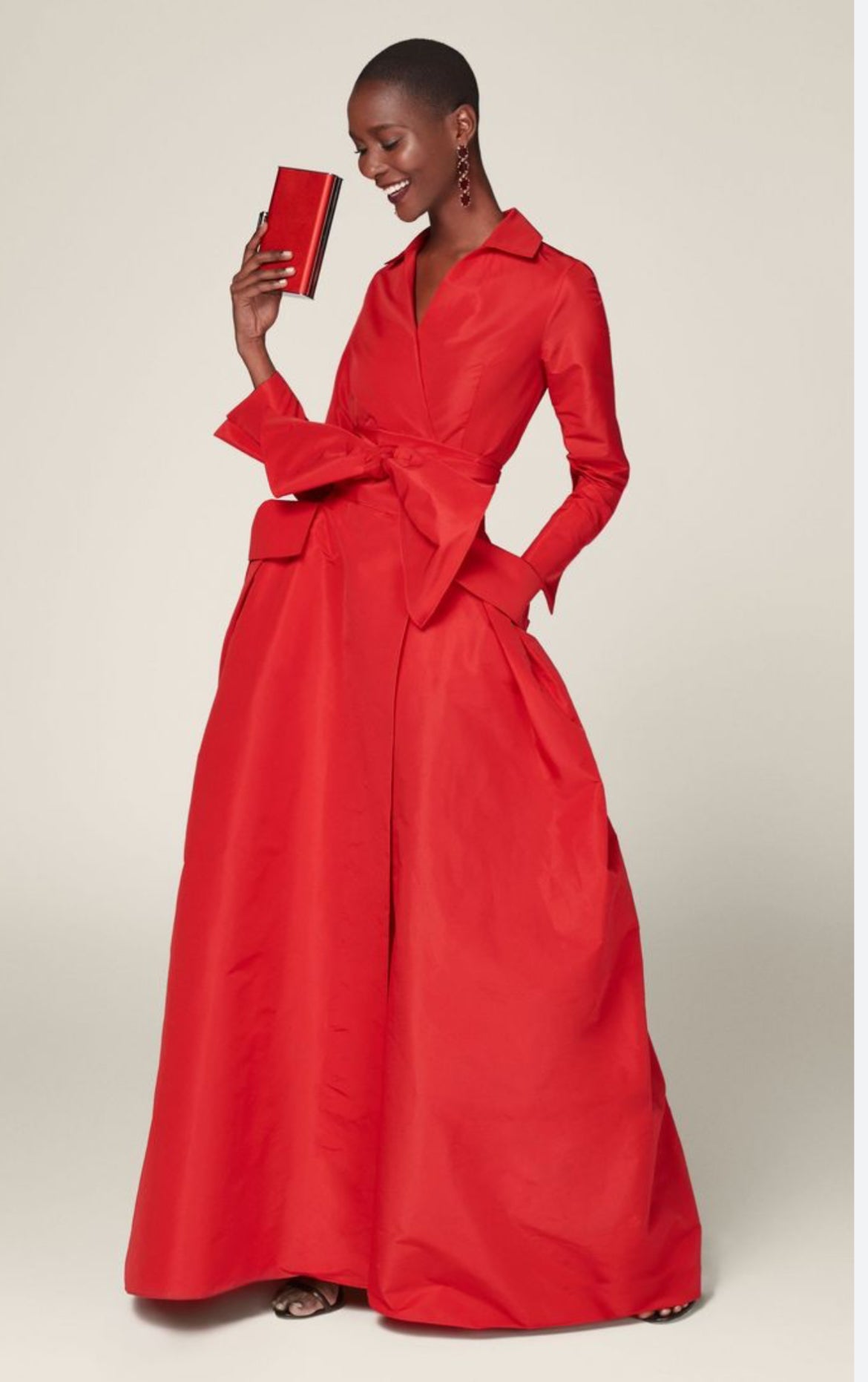 Taffeta wrap party gown