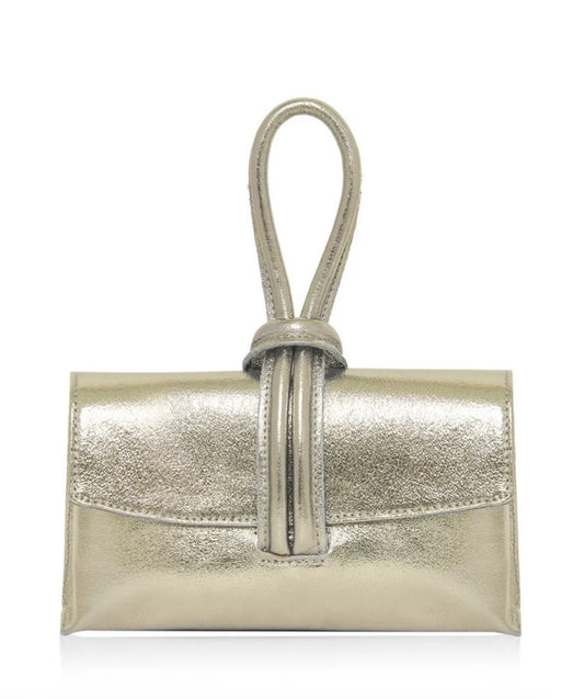 Gold leather clutch