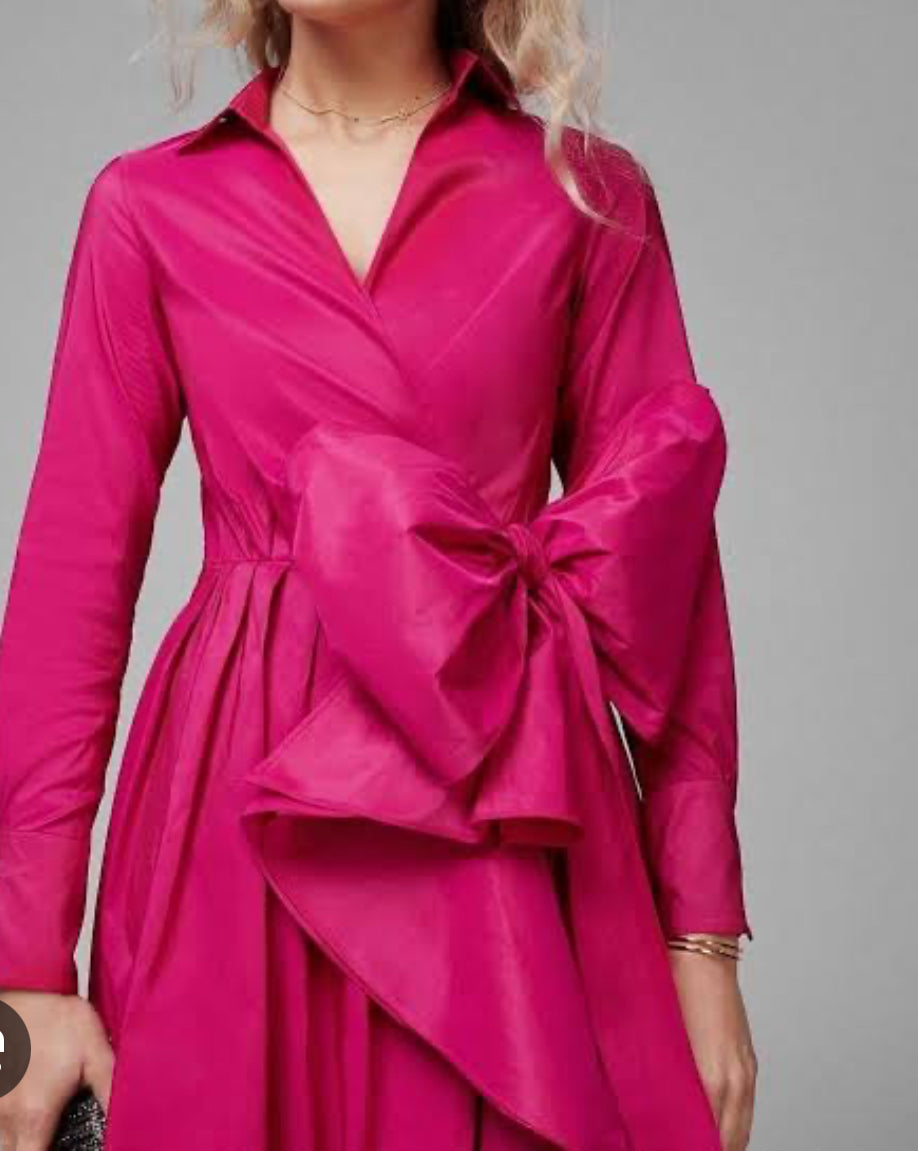 Taffeta wrap party gown