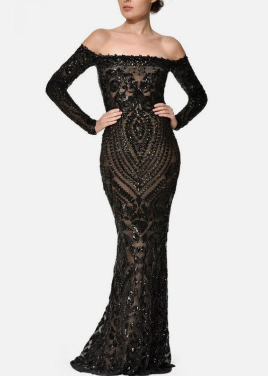 Baroque off shoulder dress