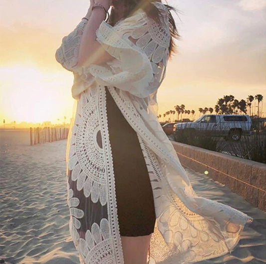 White lace beach kaftan