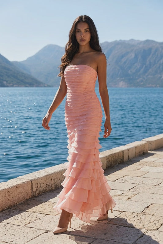 Coral layer dress