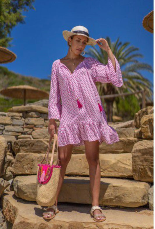 Pink cotton beach dress