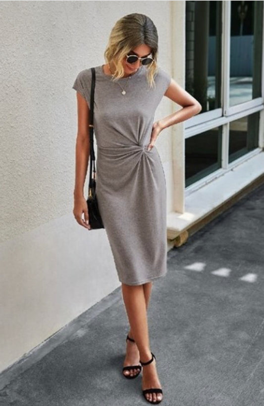 Grey knotted tshirt dress